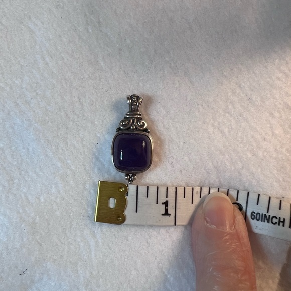 Vintage 925 Amethyst Square Pendant Necklace - Picture 2 of 3